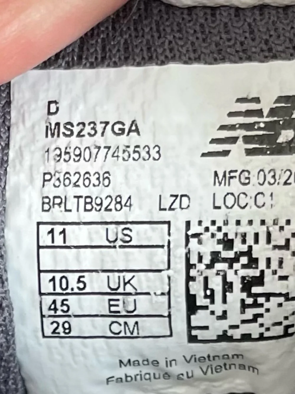 Men Size 11 New Balance 237 Grey Black Gum Shoes
